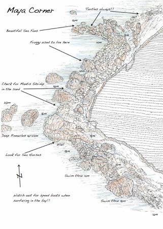 Plan du site de plongée Maya Bay - Ko Phi Phi