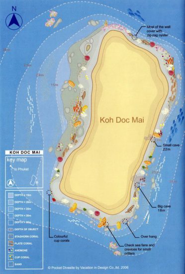 Plan du site de plongée - Koh Dok Mai Phuket