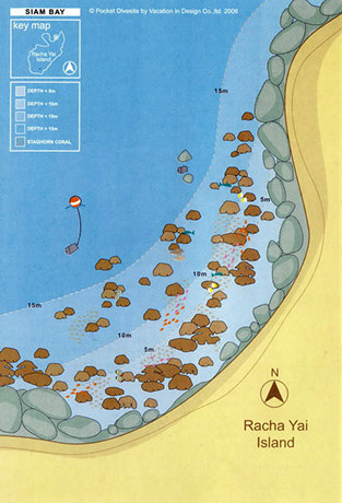 Plan du site de plongée Racha Yai - Siam Bay