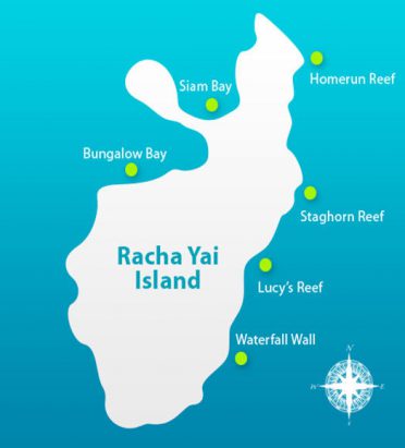 Les îles Racha - Carte des spots de plongée Racha Yai