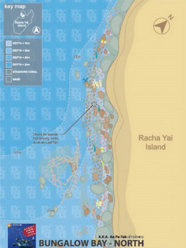 Plan du site de plongée Racha Yai - Bungallow Bay North